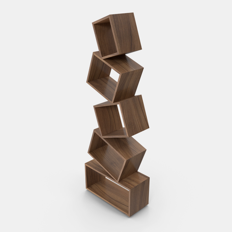 Stacked rotated shelves